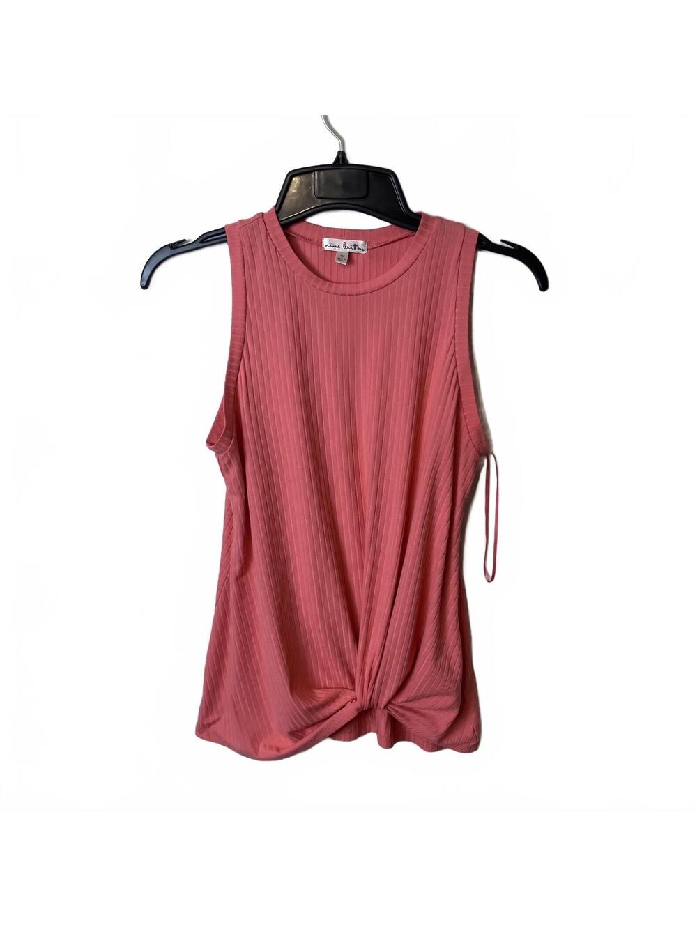 Nine Britton Ribbed Feminine Summer Sleeveless Twist-Hem Tank Top Medium Petite